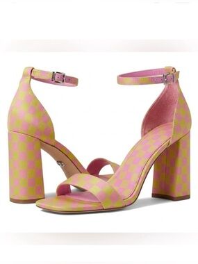 Gianni Bini Colorful Pink Yellow Satin Maileigh Heels US 6.5